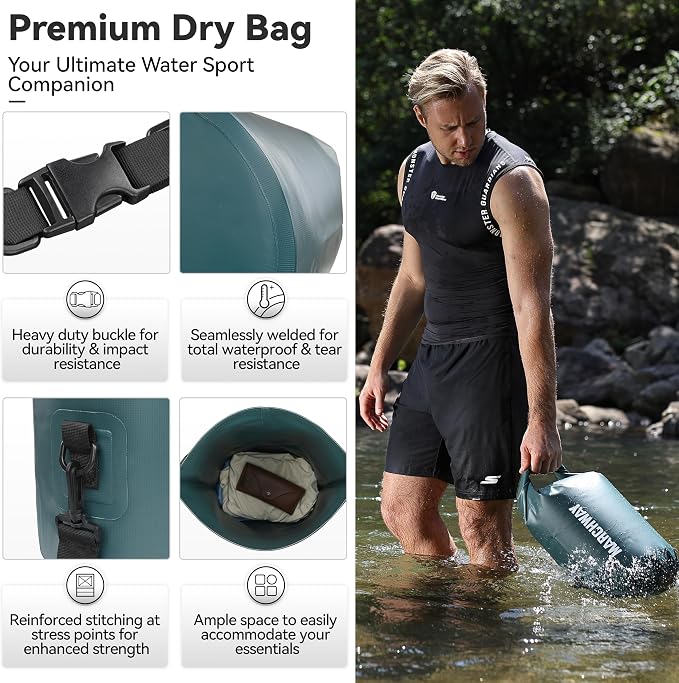 MARCHWAY Floating Waterproof Dry Bag Backpack 5L/10L/20L/30L/40L, Roll Top Sack Keeps Gear Dry for Kayaking, Rafting, Boating, Swimming, Camping, Hiking, Beach, Fishing