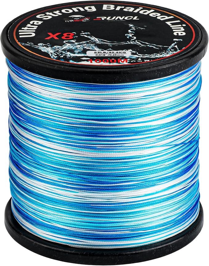 RUNCL 8 Strands Braided Fishing Line - High Visibility Colored Braid Line, Super Strong, Abrasion Resistant, No Stretch, 328yds/546yds/1093yds, 12lb to 100lb for Saltwater or Freshwater Fishing