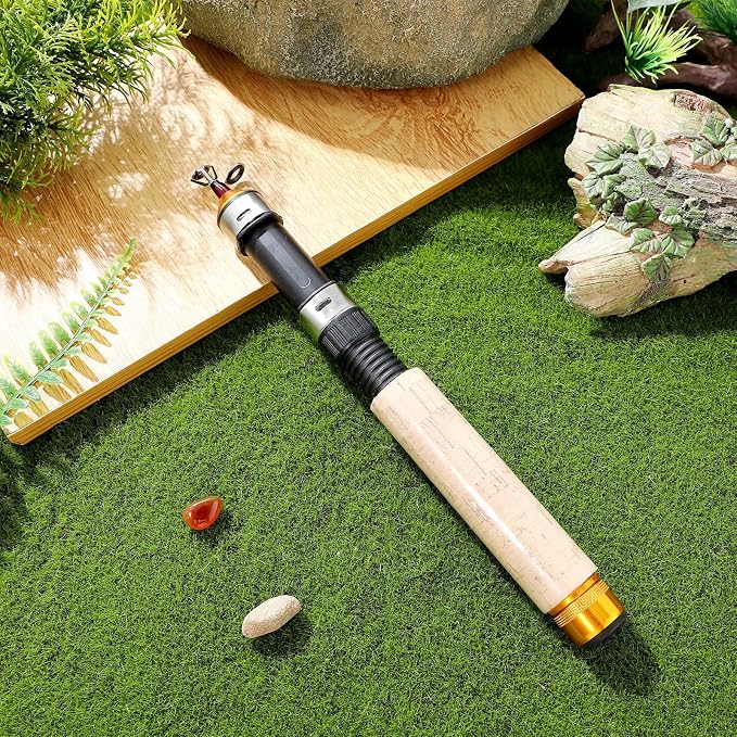 TOYANDONA Pocket Telescopic Fishing Rod, 25.6 Inch Carbon Mini Ultra-Light Ice Fishing Rod Cork Handle, Travel Fishing Pole for Saltwater Freshwater Fishing Gifts for Man
