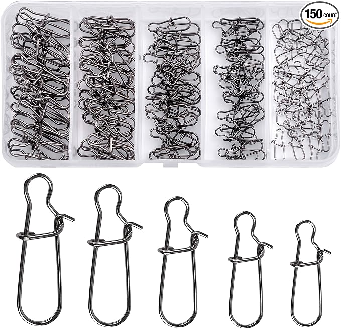 Duo Lock Fishing Snap Kit, Stainless Steel Fishing Nice Snap Swivels High Strength Fishing Snaps and Clips Fishing Connector Tackle Kit for Saltwater Freshwater