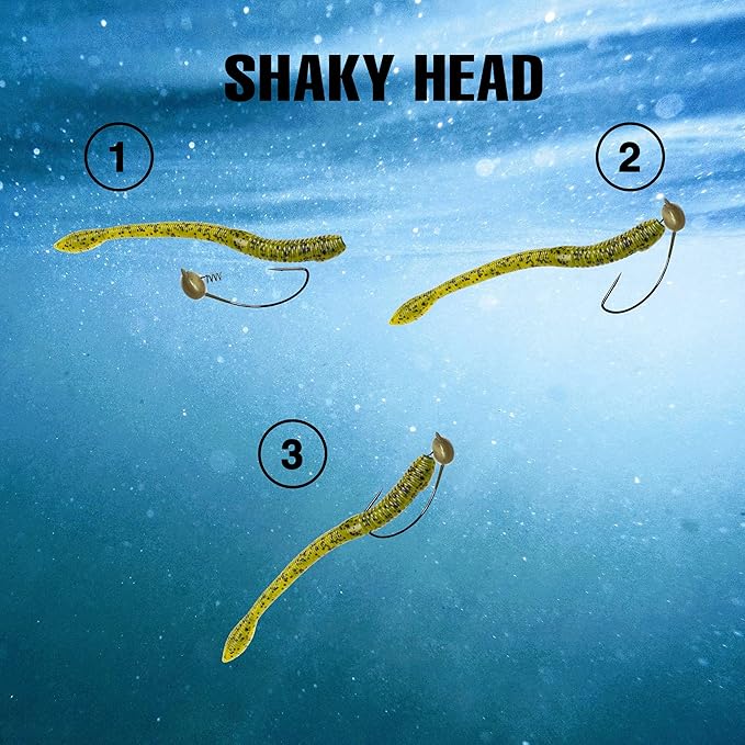 Reaction Tackle Tungsten Shaky Head Jigs for Bass Fishing - Premium Fishing Hooks, Ideal Shaky Head Jig to Catch Big Bass and Other Fish - (5-Pack)