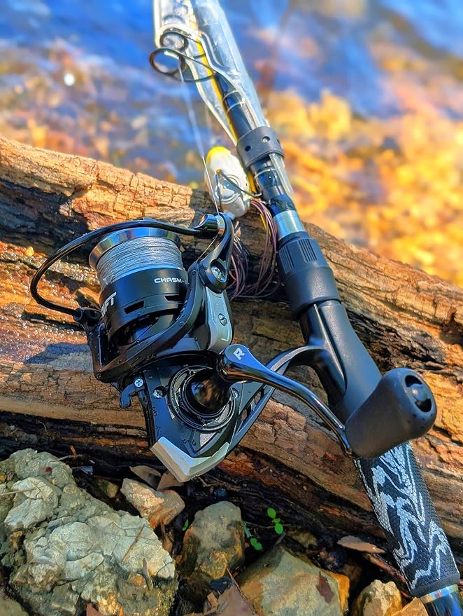 RIFT Chasm Spinning Reel, Carbon Disc Drag System, 5.2:1 Gear Ratio, 7+1 Stainless Steel Ball Bearings, CNC Aluminum Spool, Knurled Spool Center, Ambidextrous