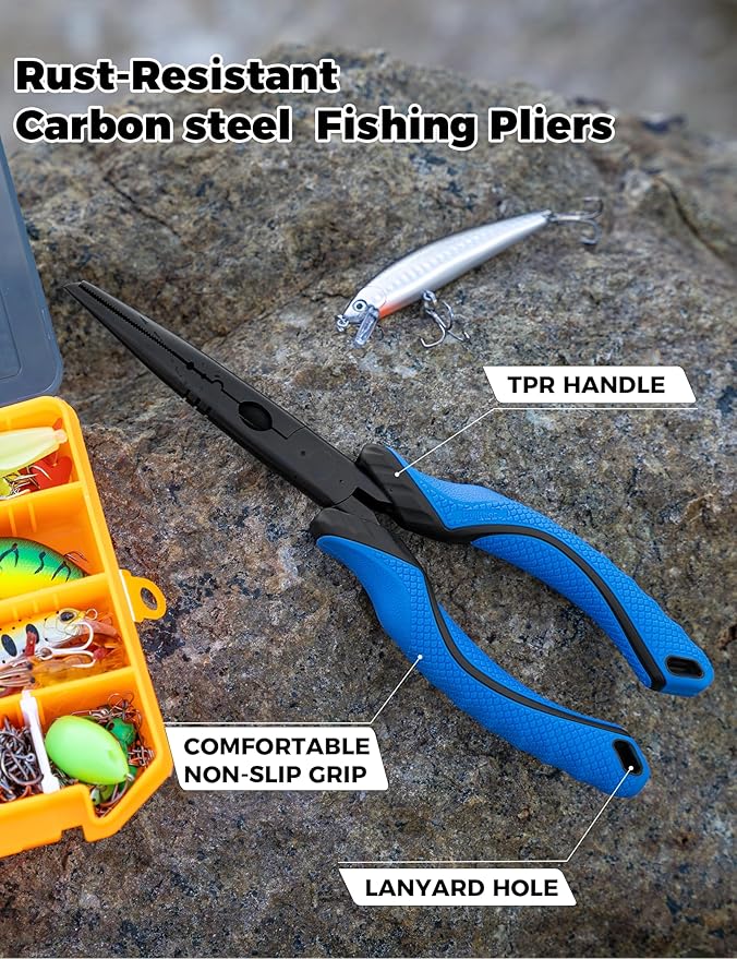 Fishing Pliers,Carbon Steel with Corrosion Resistant Coated Fishing Tools,Multitool for Saltwater