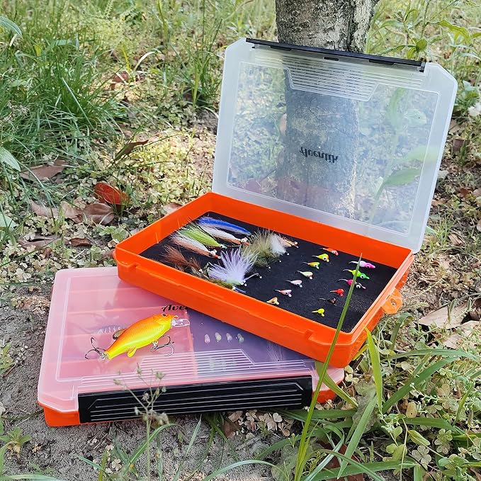 Aventik Fishing Tackle Box Slit Foam Case Jig Box Head Hooks Spinners Spoons Storage Tackle Tray (Orange-3501lure box)