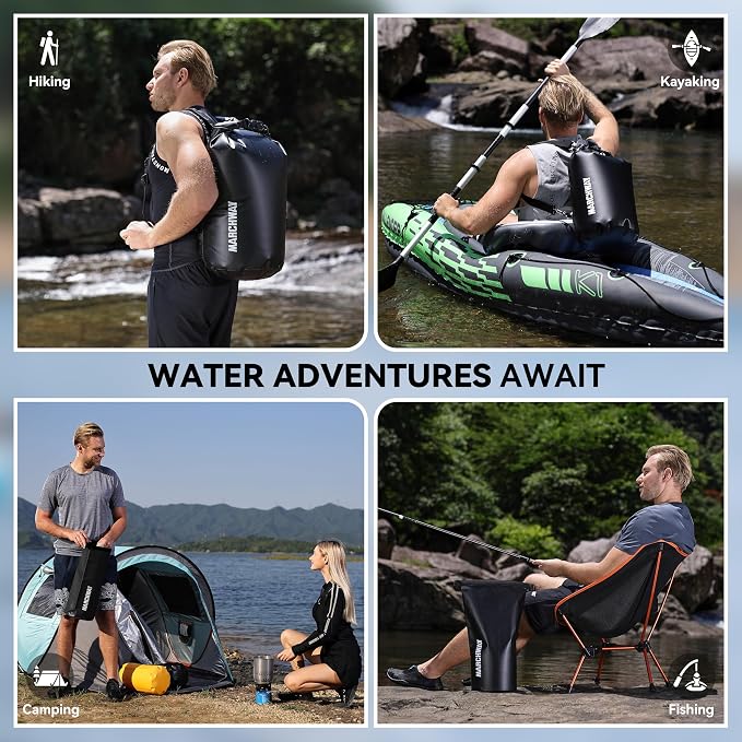 MARCHWAY Floating Waterproof Dry Bag Backpack 5L/10L/20L/30L/40L, Roll Top Sack Keeps Gear Dry for Kayaking, Rafting, Boating, Swimming, Camping, Hiking, Beach, Fishing