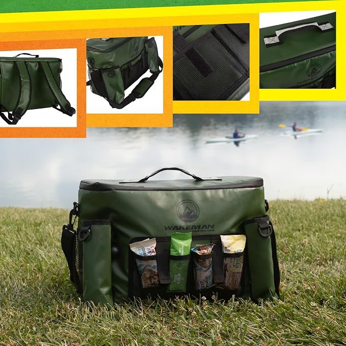 Kayak Cooler - 18L Seat Back Fishing Cooler - Water-Resistant Insulated Bag - 8-12 Hour Cooling Time - Kayak Accessories by Wakeman Outdoors