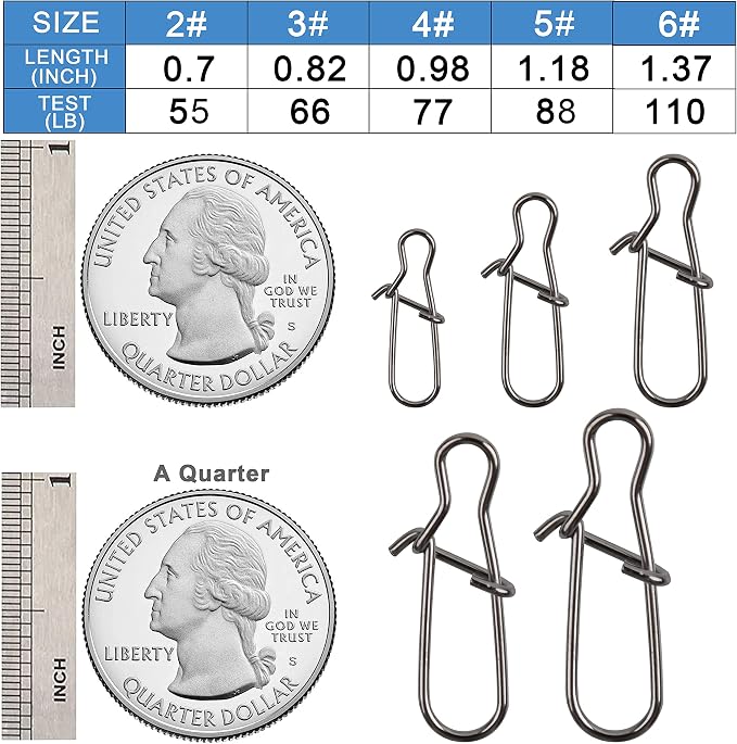 Duo Lock Fishing Snap Kit, Stainless Steel Fishing Nice Snap Swivels High Strength Fishing Snaps and Clips Fishing Connector Tackle Kit for Saltwater Freshwater