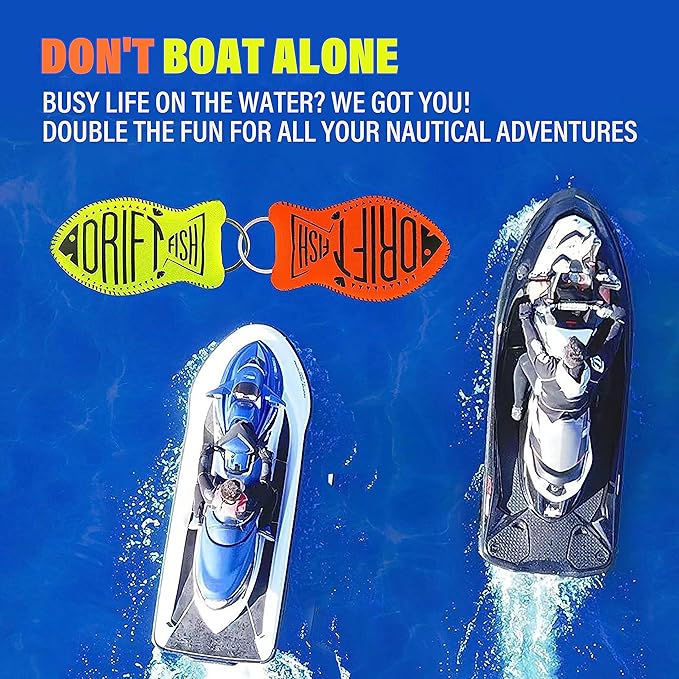 DriftFish Floating Keychain Key Float | Jumbo Size | Float 6 Keys | High Visibility | Waterproof | Boating and Fishing | Green and Orange