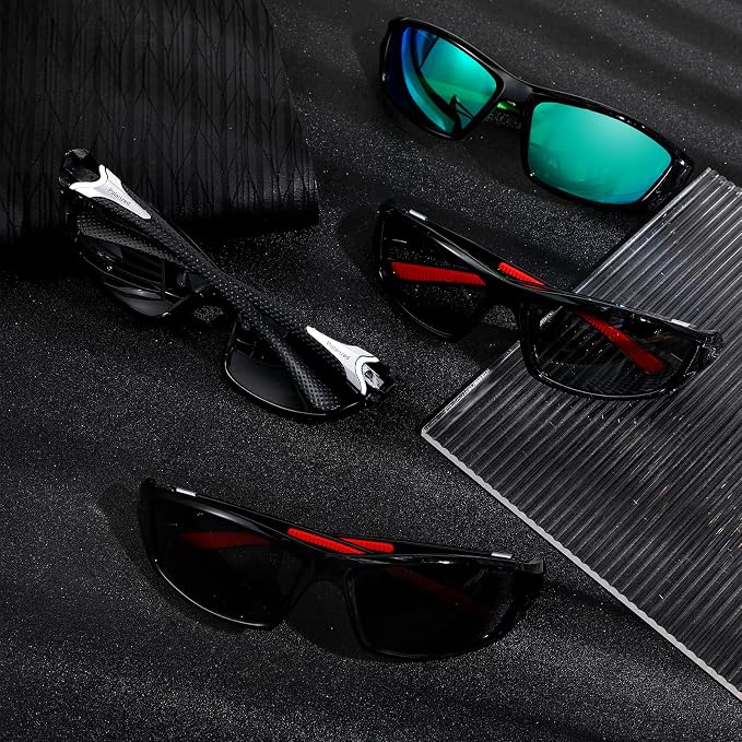 TOODOO 4 Pairs Men Polarized Sunglasses with UV Protection Driving Glasses Sports for Sport Outdoor Activities