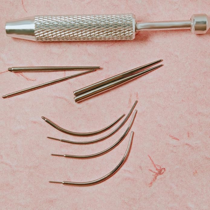 Piercing Ball Grabber Tool and Piercing Taper 16G 18G 14G for Flat Back Threader Earring Insertion, Stainless Steel Piercing Tool Kit