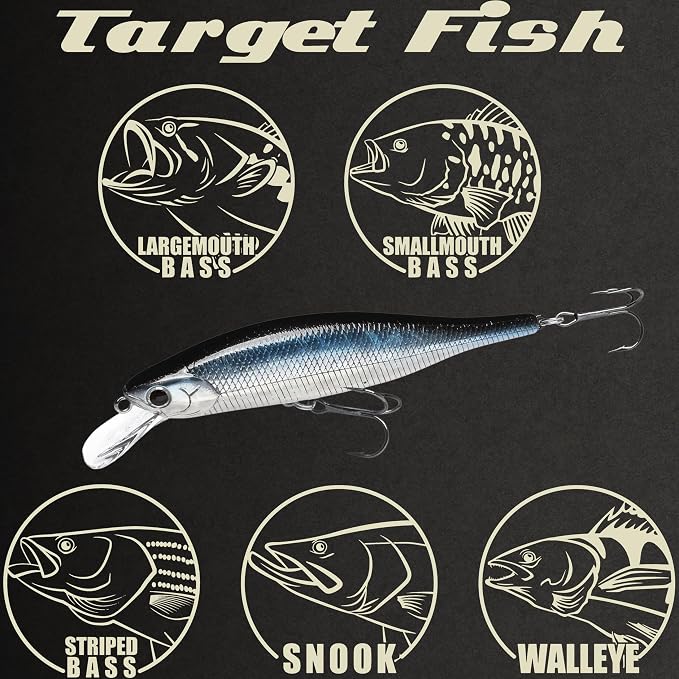 LUCKY CRAFT Lightning Pointer 98XR, Freshwater Bass Fishing Lures and Walleye Fishing Lures, 4" Slow Sinking Jerkbait, 6-7ft Depth, Largemouth Smallmouth, Tournament Fishing Gear