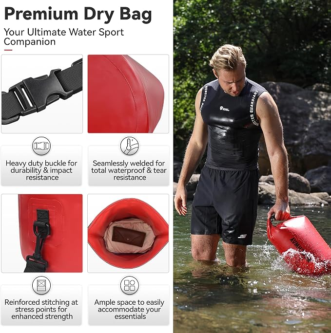 MARCHWAY Floating Waterproof Dry Bag Backpack 5L/10L/20L/30L/40L, Roll Top Sack Keeps Gear Dry for Kayaking, Rafting, Boating, Swimming, Camping, Hiking, Beach, Fishing