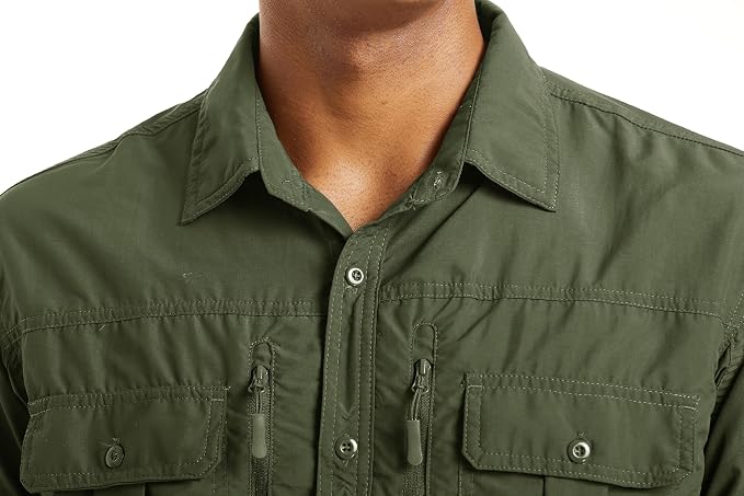 MAGCOMSEN Men's UPF 50+ Sun Protection Shirts, Button Down Long Sleeve Shirt for Hiking, Fishing, Safari
