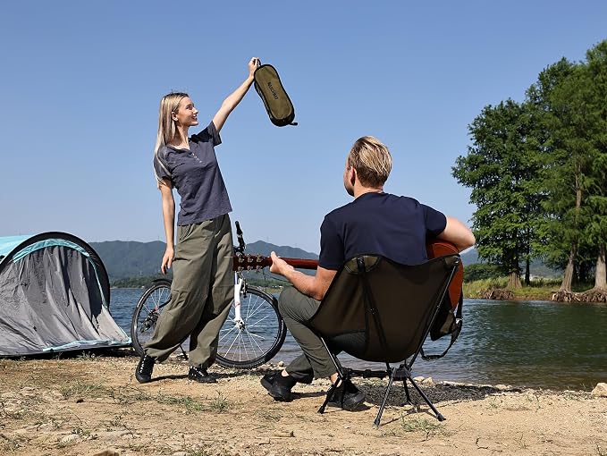 MARCHWAY Lightweight Folding Camping Chair with Spring Lock, Stable Compact Portable for Outdoor Camp, Travel, Beach, Picnic, Festival, Hiking, Backpacking (Lowback Green)