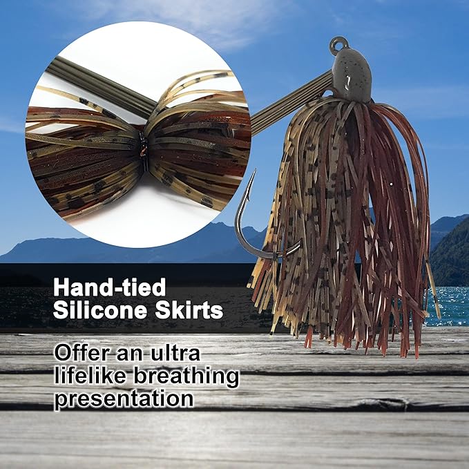 Reaction Tackle Swim Jigs for Bass Fishing - Weedless Bait Design Fishing Lures and Silicone Skirt - Also Pike, Walleye and Muskie and More (3-Pack)