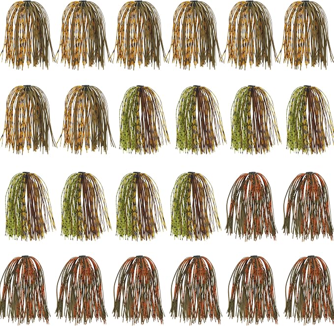 Silicone Jig Skirts Spinnerbait Skirts Replacement 12/24 Bundles DIY Bass Fishing Jigs Lure Skirts for Spinner Bait Buzzbaits Squid Jig Spoon Blade Fly Tying Material