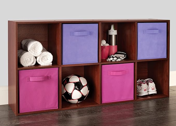 ClosetMaid Cubeicals 8 Cube Storage Shelf Organizer Bookshelf, Stackable, Vertical or Horizontal, Easy Assembly, Wood, Dark Cherry Finish