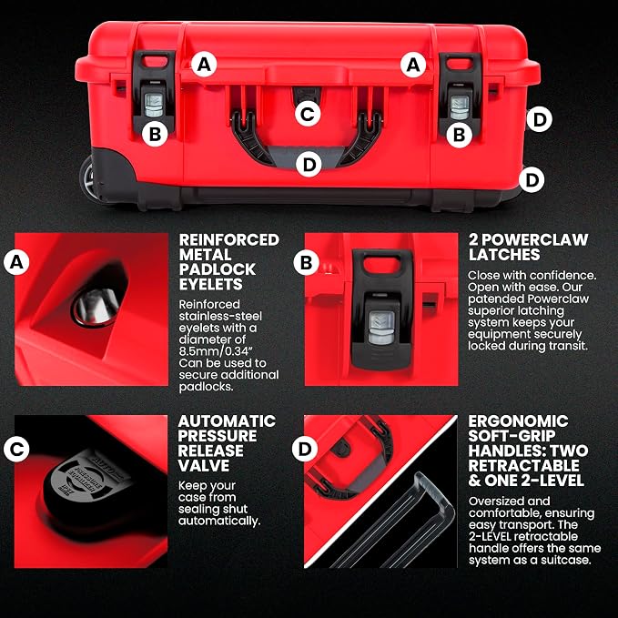 NANUK 935 Wheeled Waterproof First Aid Box Empty – Durable, Medical First Aid Organizer Case, IP67-Rated, Dustproof, Impact-Resistant, and Floats (20.5” x 11.3” x 7.5”) – Red
