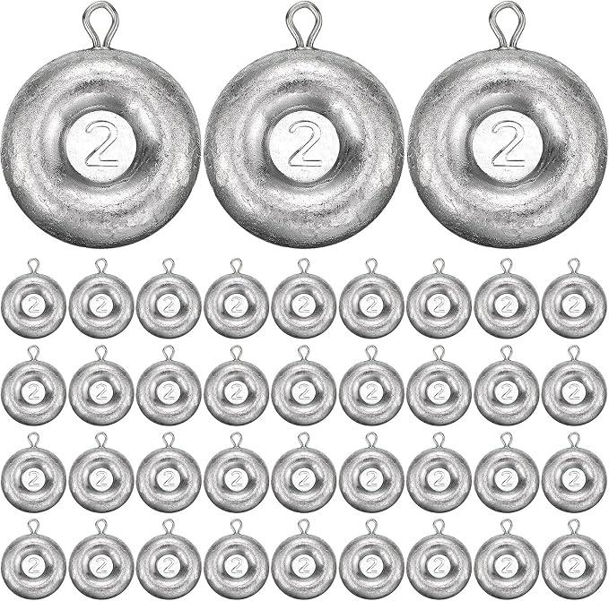 36 Pieces Fishing Disc Sinkers Weights Disc Sinker Fishing Sinkers Weights for Saltwater Catfishing Trolling Surf Tackle