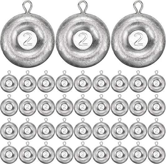 36 Pieces Fishing Disc Sinkers Weights Disc Sinker Fishing Sinkers Weights for Saltwater Catfishing Trolling Surf Tackle