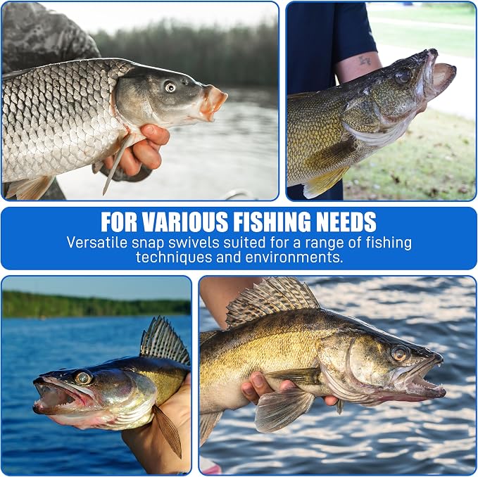 SILANON Fishing Barrel Swivels Snaps, Barrel Swivel with Safety Snap Stainless Steel Brass Swivels Fishing Tackle Line Connector High Strength Solid Rings for Saltwater Freshwater