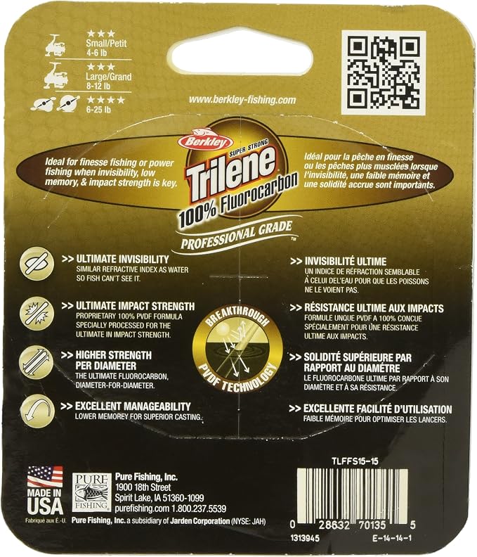 BerkleyTrilene 100% Fluorocarbon Clear 0.015in | 0.38mm