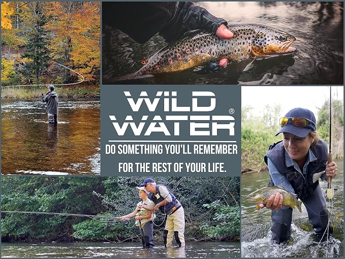 Wild Water Standard Fly Fishing Combo Starter Kit, 5 or 6 Weight 9 Foot Fly Rod, 4-Piece Graphite Rod with Cork Handle, Accessories, Die Cast Aluminum Reel, Carrying Case, Fly Box Case & Fishing Flies