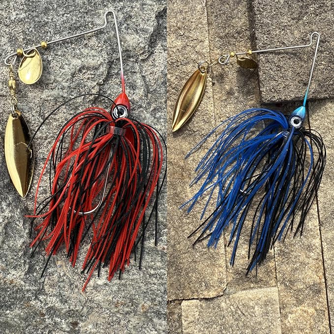 6 Pcs Bass Spinner Baits Kit, Premium Hard Metal Spinnerbaits for Bass Fishing 3/8oz with Skirt, Freshwater Fishing Lures