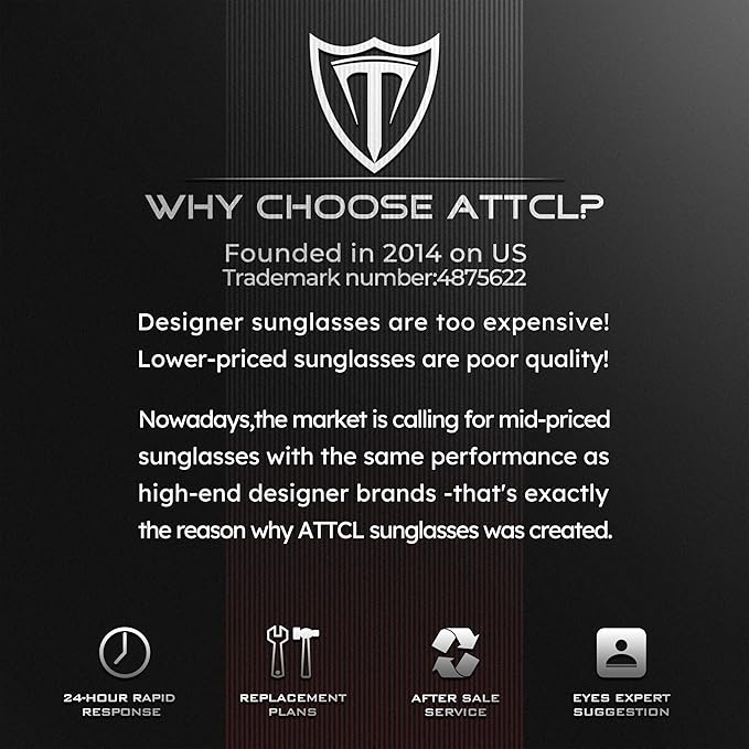 ATTCL Polarized Sunglasses Men Sports: UV Protection Lightweight TR90 Frame Anti-Slip Wrap-Around for Driving Fishing Golf