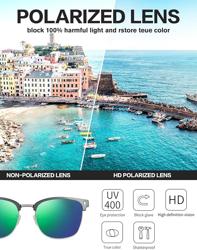 BIRCEN Mens Polarized Sunglasses for Driving: Al-Mg Metal UV Protection Sun Glasses Square Shades for Fishing Travel 2026