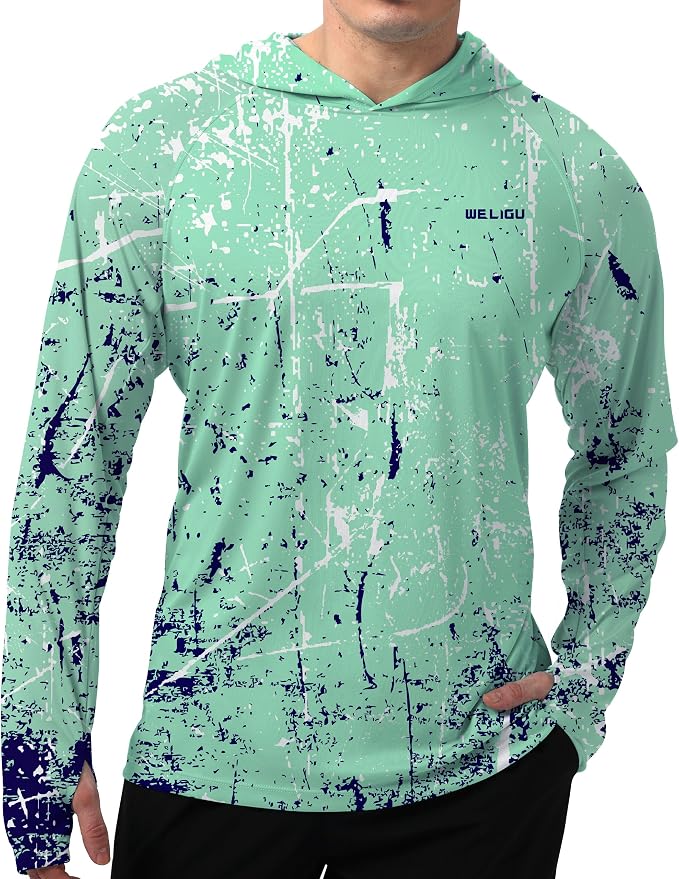 Men's UPF 50+ Sun Protection Hoodie Shirt Long Sleeve SPF Fishing Outdoor UV Hiking Lightweight Shirts
