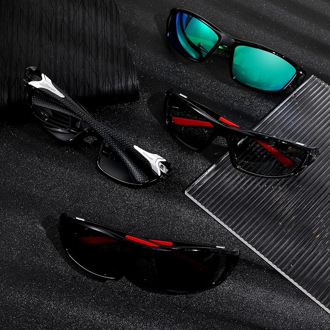 TOODOO 4 Pairs Men Polarized Sunglasses with UV Protection Driving Glasses Sports for Sport Outdoor Activities