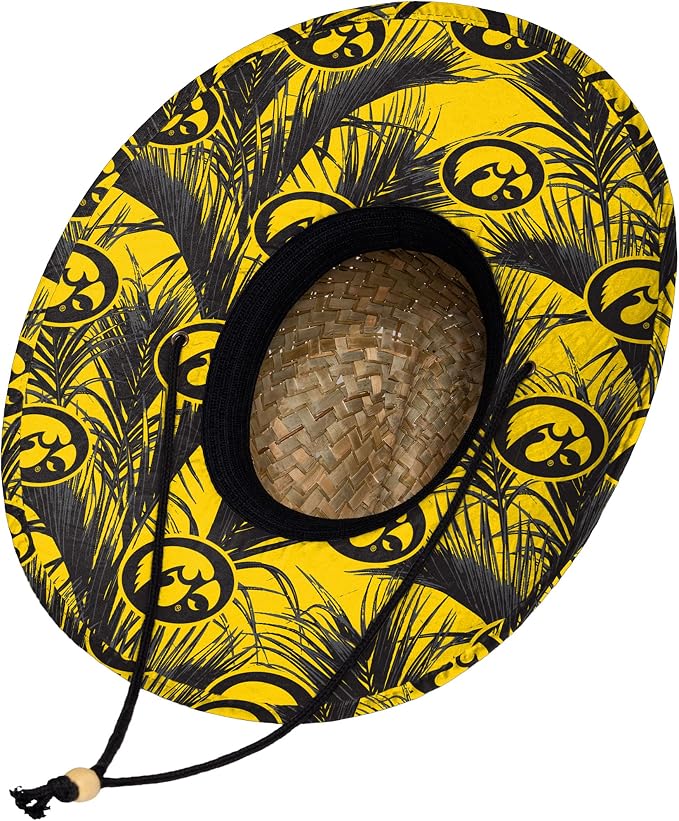 FOCO Men's NCAA College Team Logo Floral Straw Sun Hat