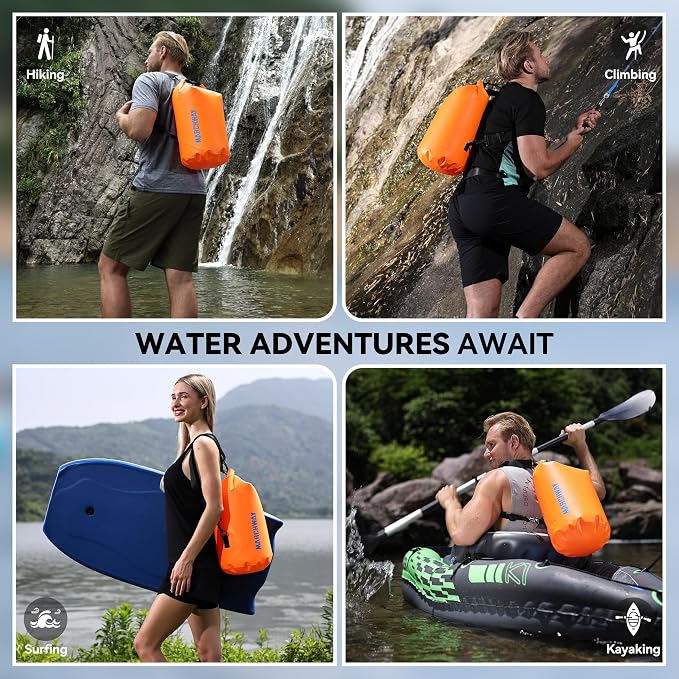 MARCHWAY Floating Waterproof Dry Bag Backpack 5L/10L/20L/30L/40L, Roll Top Sack Keeps Gear Dry for Kayaking, Rafting, Boating, Swimming, Camping, Hiking, Beach, Fishing