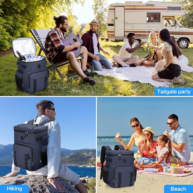 Insulated Backpack Cooler 60 Can for Men & Women,Leak Proof Waterproof Cooler Backpack for Beach Tailgate Camping Travel Fishing 37L