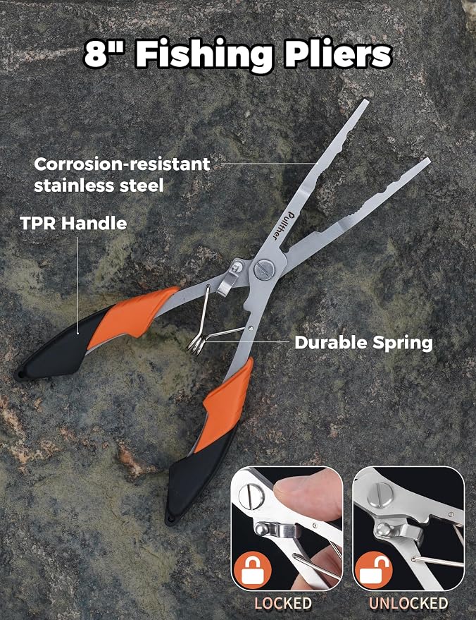 Fishing Tools Kit, Fishing Pliers,Fishing Scissors, Fishing Line Cutter for Braided Fishing Line,Fishing Gear with Lanyard