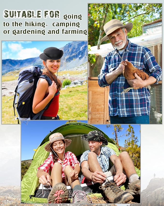 10 Pcs Wide Brim Boonie Hat Bucket Hats Camo Solid UV Sun Protection Fishing Hat for Men Women Hiking Safari Hunting