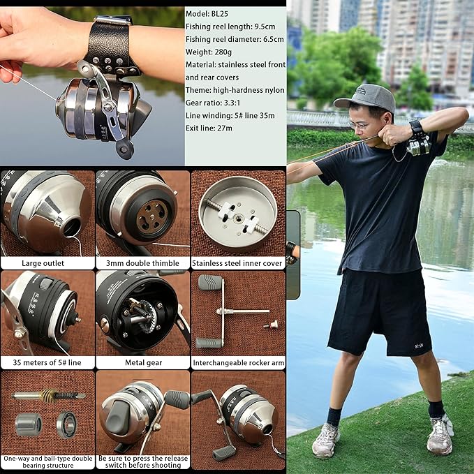 Fishing Slingshot with Reel and Fish Darts for Outdoor Sports Hunting Competition Versatile Suitable for Left and Right Handed