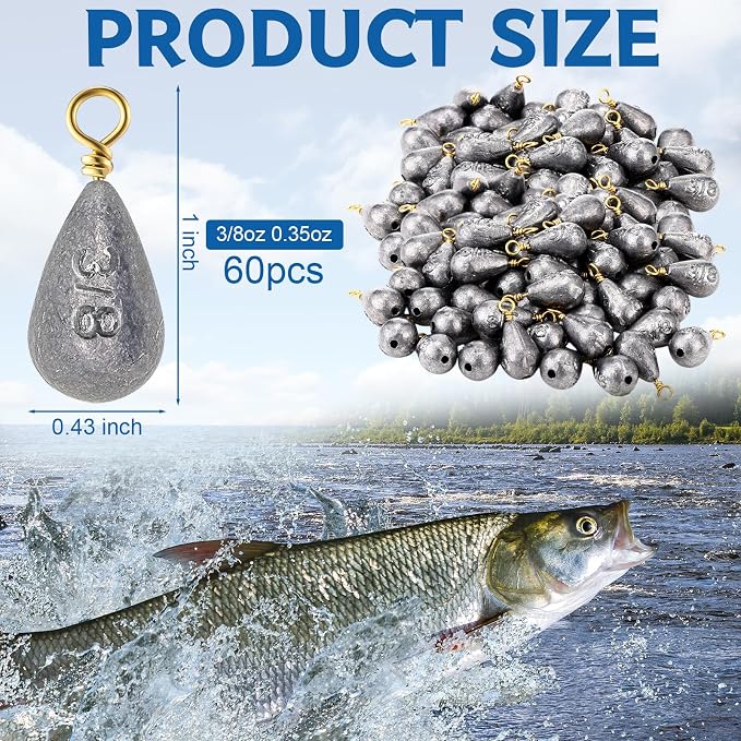 Bass Casting Swivel Bell Sinkers Fishing Weights Drop Shaped Fishing Sinkers Catfish Weights for Ocean Saltwater Surf Bass Casting Gear Tackle