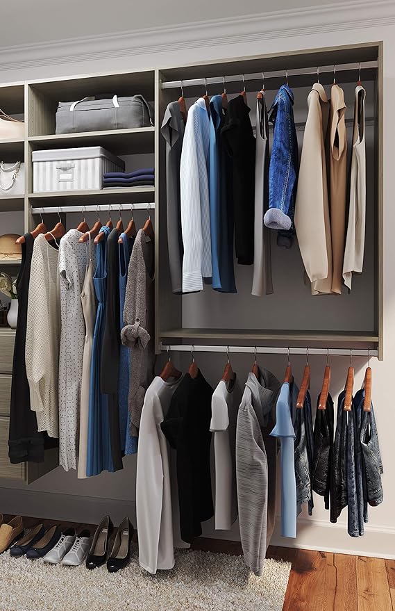 Easy Track PH43-CG Ultimate Corner Wood Kit Closet Organizer in Weathered Grey with Chrome Hardware