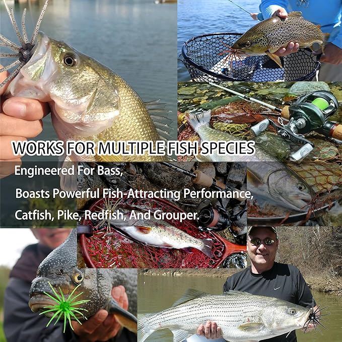4Pcs Floating Sea Urchin Soft Lure | Tentacle Creature Lure, 4.33" & 3.54" TPR Finesse Baits, 5 Colors, Ideal for Bass Fishing with Drop Shot, Wacky Rig, Neko Rig