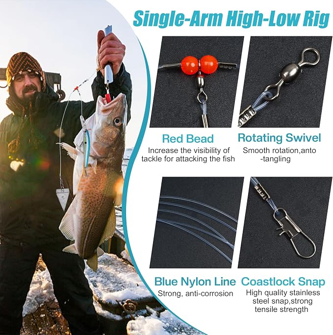 Fishing Leaders Saltwater Tackle Rig Surf Fishing Rigs with Swivel Snaps High Strength Wire Leader Bottom Rigs Fishing Gear Equipment for Lures Bait Hooks