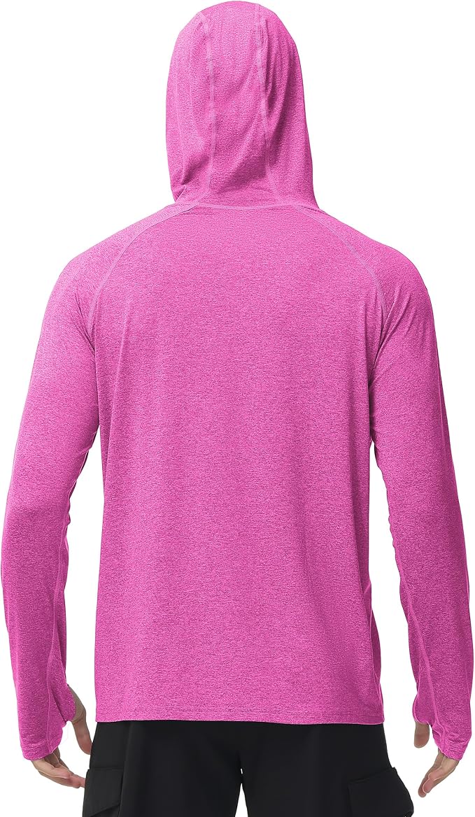 Roadbox Mens UPF 50+ Fishing Shirts, Long Sleeve UV Sun Hoodie, Hiking Running Swim Athletic Workout Shirt