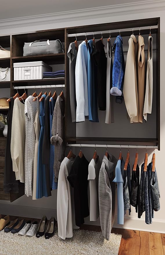 Easy Track Ultimate Corner Wood Kit Closet Organizer, Truffle