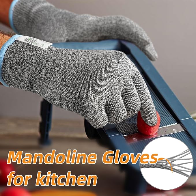 Schwer 2 Pairs ANSI A6 Cut Resistant Gloves, Food Grade Cutting Gloves for Kitchen Food Prep, Mandoline Gloves for Meat Cutting, Oyster Shucking, Knife Proof, Wood Carving, CR1401, M
