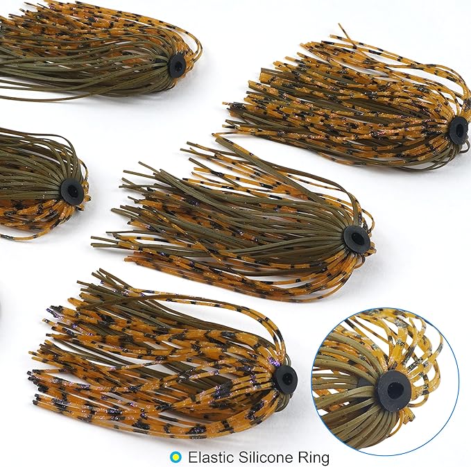 Silicone Jig Skirts Spinnerbait Skirts Replacement 12/24 Bundles DIY Bass Fishing Jigs Lure Skirts for Spinner Bait Buzzbaits Squid Jig Spoon Blade Fly Tying Material