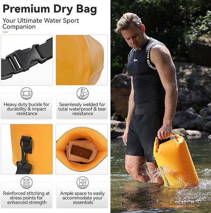 MARCHWAY Floating Waterproof Dry Bag Backpack 5L/10L/20L/30L/40L, Roll Top Sack Keeps Gear Dry for Kayaking, Rafting, Boating, Swimming, Camping, Hiking, Beach, Fishing