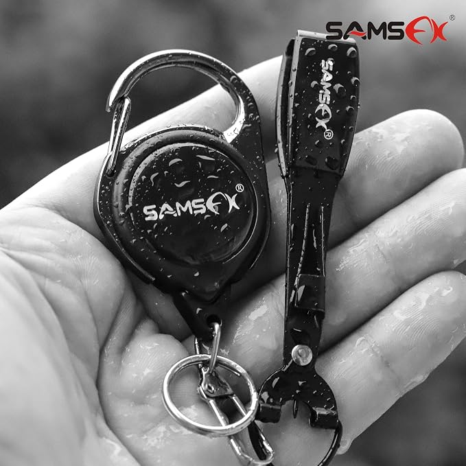 SAMSFX Fishing Knot Tying Tool, Multifunctional Fly Fshing Nippers, Quickly Tie Fishing Knots for Hooks, Lures and Flies, Fishing Clippers with Retractor