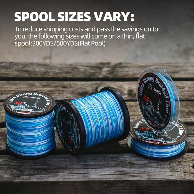 RUNCL 8 Strands Braided Fishing Line - High Visibility Colored Braid Line, Super Strong, Abrasion Resistant, No Stretch, 328yds/546yds/1093yds, 12lb to 100lb for Saltwater or Freshwater Fishing