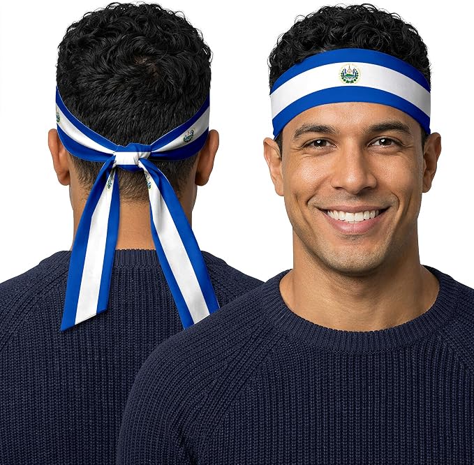 Tie Headband for Women & Men, Flag Patterned Sports Sweatband Head Wrap, Hair Bandana Accessory, 40" x 2.4"